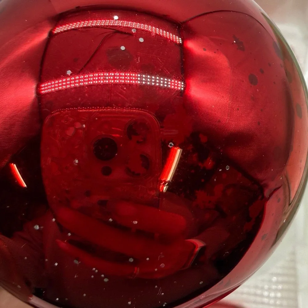 Christmas by Krebs December Red Glass Ornaments Set of 5 with Gold Crowns Box